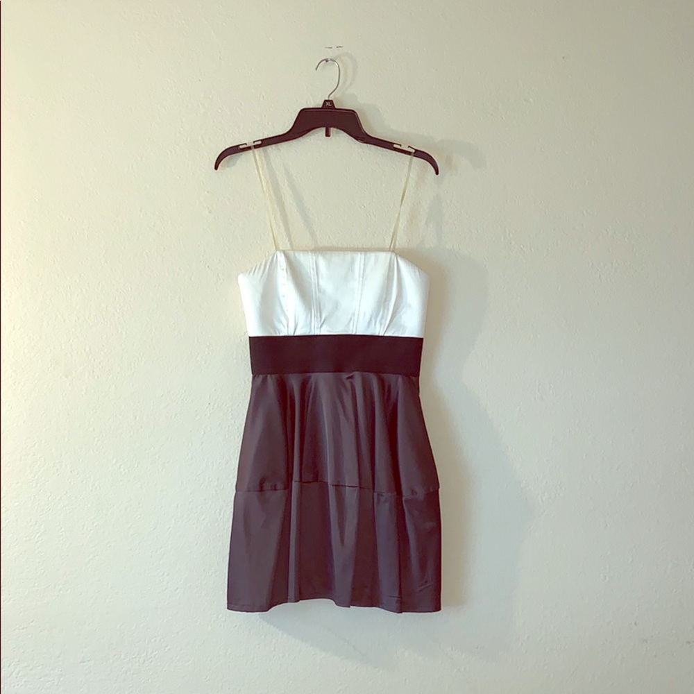 Strapless Metallic Gray/white Mini Dress